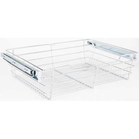 Hardware Resources Chrome Closet Pullout Basket with Slides 16"Dx23"Wx6"H POB1-16236CH